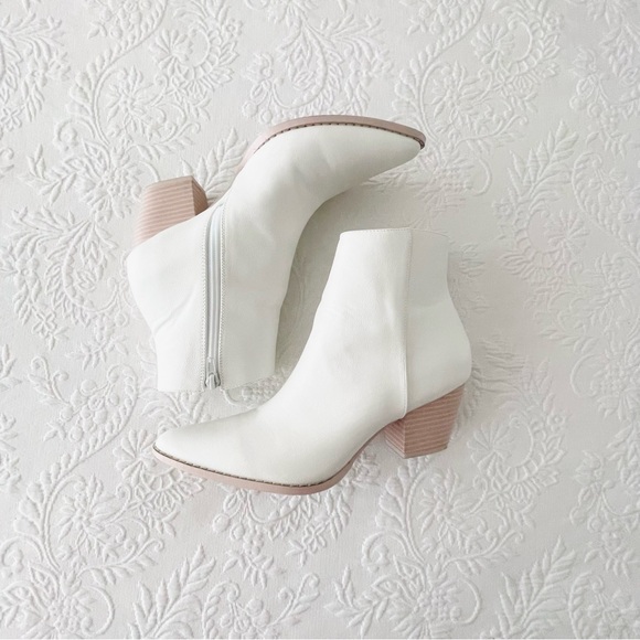 Lulus X Matisse Spirit White and Blonde Pointed Toe Ankle Booties - Picture 5 of 11